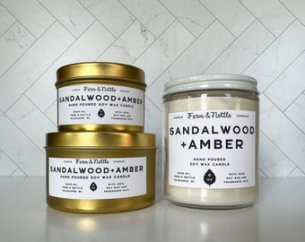 Sandalwood + Amber Soy Wax Candle