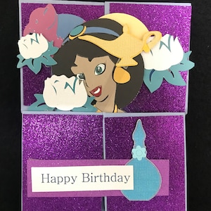 Disney Jasmine princess Birthday pop-up box card