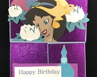 Disney Jasmine princess Birthday pop-up box card