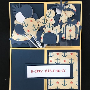 Nautical theme birthday pop-up box card