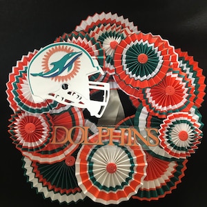 Miami Dolphins paper rosette wreath