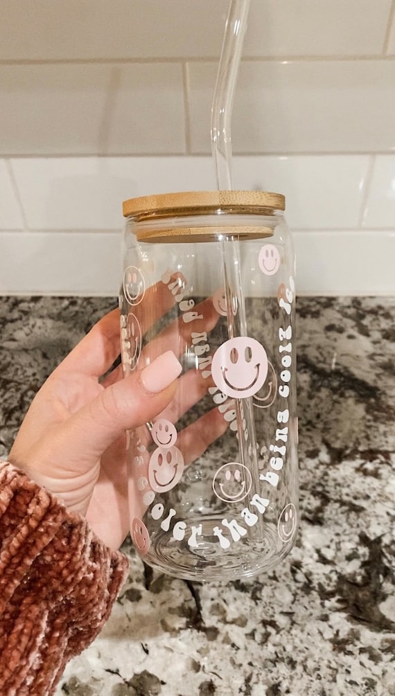 What's Cooler Than Being Cool? Ice Cold | Iced Coffee Cup | Coffee Cup |  Glass Cup | Glass Beer Can | Custom Glass Cup | Custom Cup