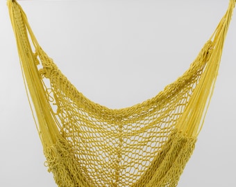 Yellow Hammock Chair Hand Woven Hand Dyed Handmade Indoor Outdoor Natural Boho Chic Decor