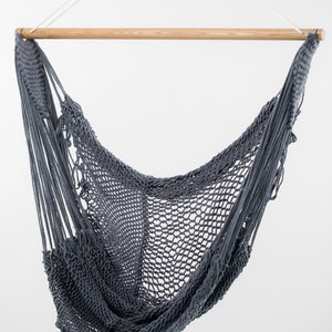 Charcoal Hammock Chair Hand Woven Hand Dyed Handmade Indoor Outdoor Natural Boho Chic Decor
