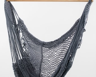 Charcoal Hammock Chair Hand Woven Hand Dyed Handmade Indoor Outdoor Natural Boho Chic Decor