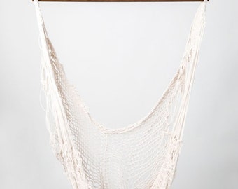 White Hammock Chair Swing Hand Woven Natural, Machine-Washable Cotton Blend for BoHo Luxury Lounging