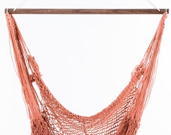 Orange Hammock Chair Hand Woven Hand Dyed Handmade Indoor Outdoor Natural Boho Chic Decor