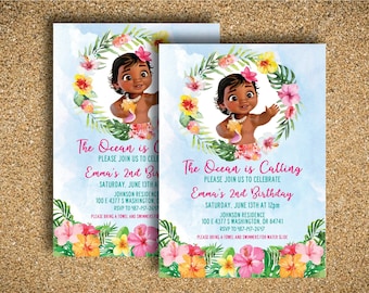 Moana Birthday Invitation / Moana Birthday Invite / Girl Birthday party / Ocean Birthday Party invitation / Beach 5th Birthday