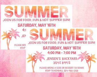 block party fiesta invitation summer bbq invite end of etsy