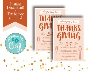 Thanksgiving Dinner Invitation / Friendsgiving invite / Thanksgiving Dinner Invite / Thanksgiving party invite