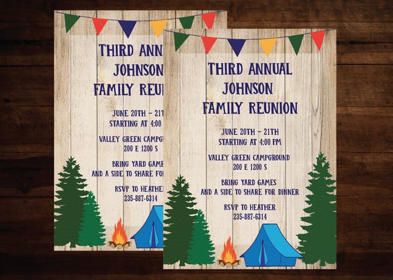 Family Reunion Flyer Invitation Camping Summer Etsy