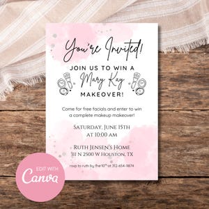 Mary Kay Party Invitation / Mary Kay Open House Invite / Mary Kay Make up Party / Mary Kay Party Flyer / Editable Mary Kay Invite