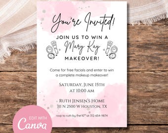 Mary Kay Party Einladung: Make Up Flyer zum beschriften (Digitaler Download)