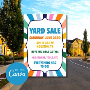 Yard Sale Flyer / Yard Sale Printable Template / Editable Yard Sale Poster / Garage Sale Poster / Estate Sale