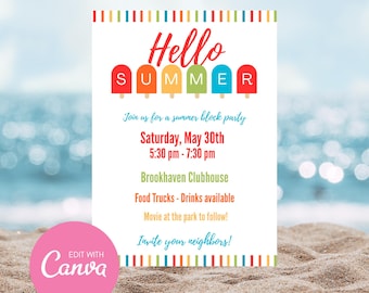 Summer BBQ Party Invitation: Backyard Cookout Invite (Digital Download)