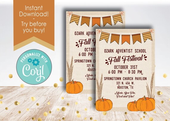Fall Festival Invitation Fall Festival Flyer Food Drive Etsy fall-festival-invitation-fall-festival-flyer-food-drive-etsy