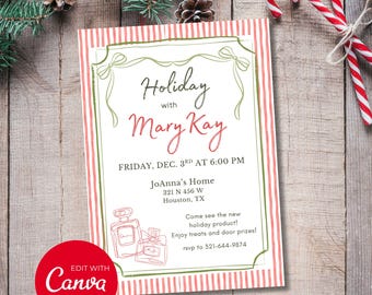 Mary Kay Holiday Party Invitation: Editable Text (Digital Download 5x7" Image)