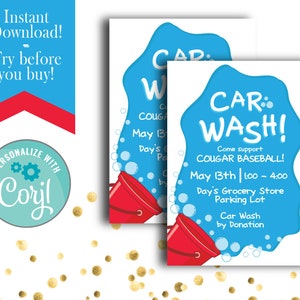 Car Wash Flyer / Car Wash Fundraiser / Car Wash Poster / Schule Fundraiser / Sport Fundraiser Flyer / Kirche Car Wash / Bearbeitbar