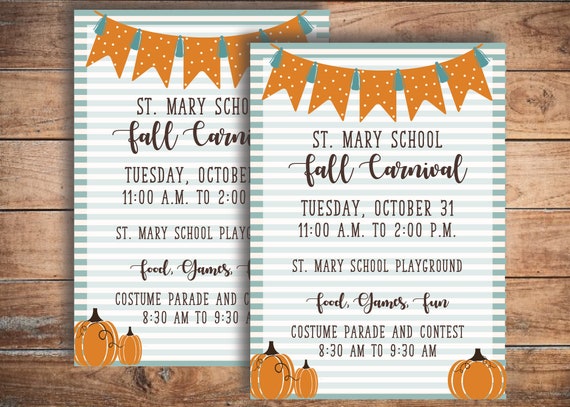 fall festival flyer fall carnival invitation fall party invitation school fundraiser invite party neighborhood church fall carnival flyer