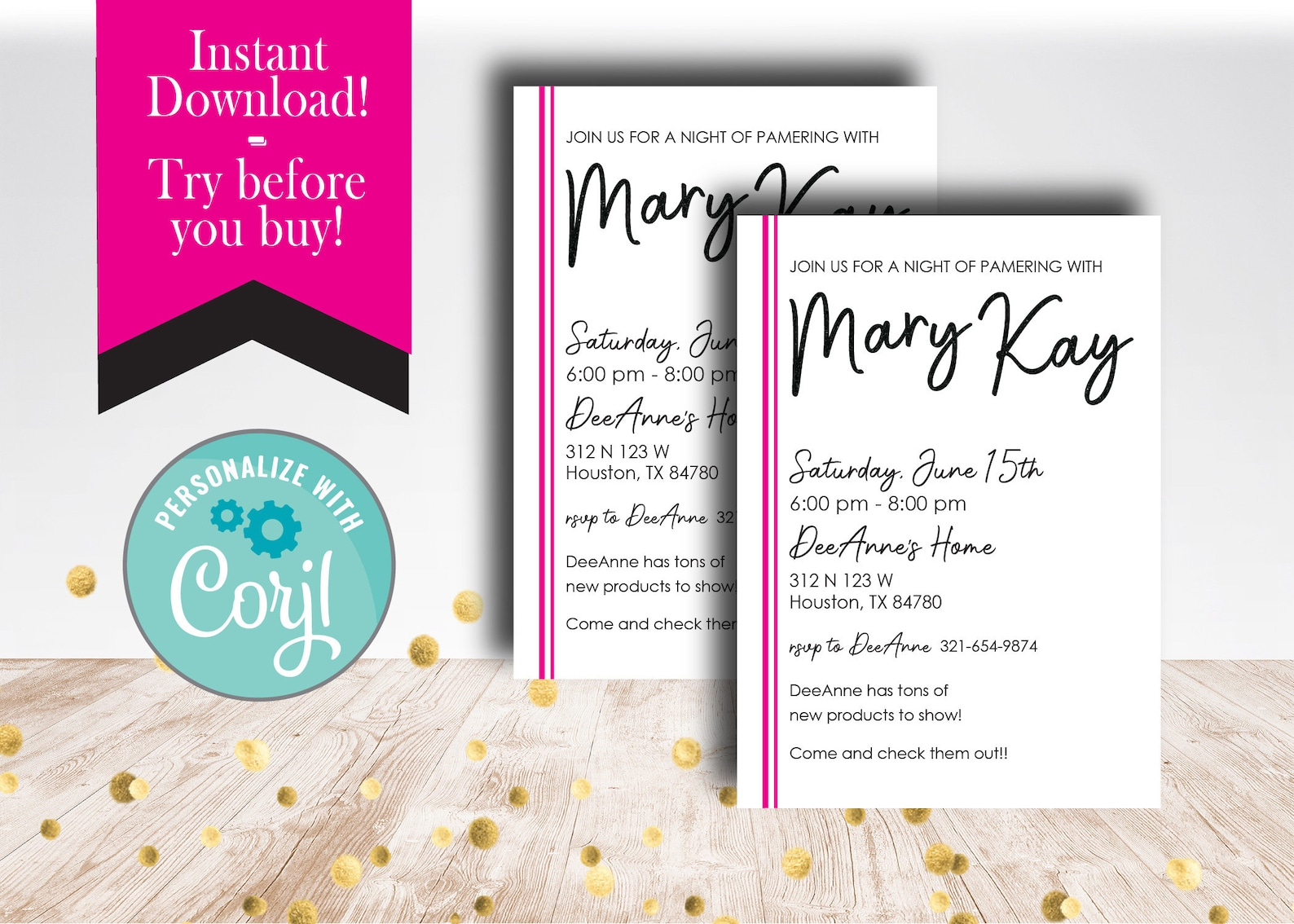 Mary Kay Invitation / Mary Kay Invite / Editable Mary Kay Invite