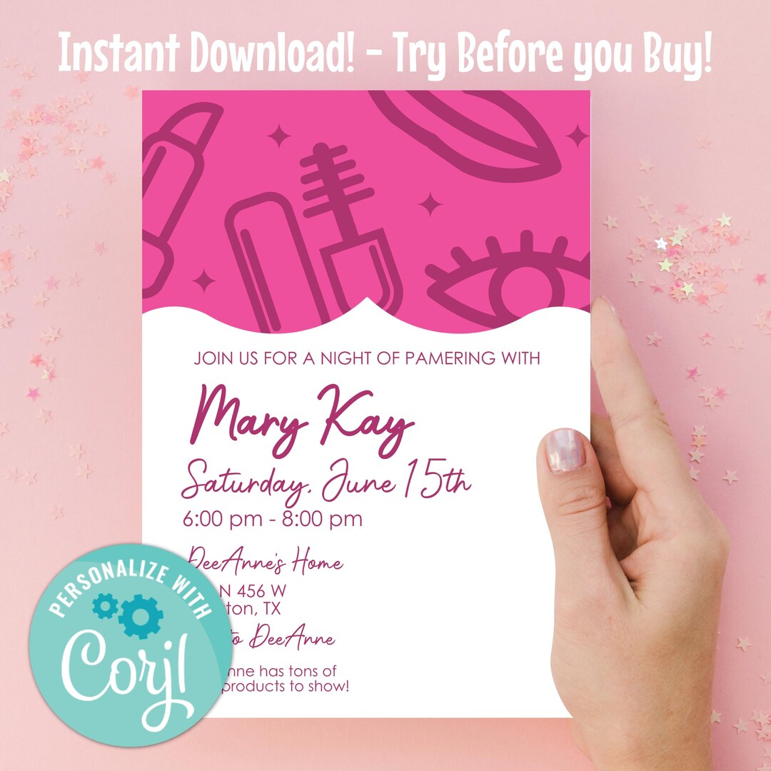 Mary Kay Invitation / Mary Kay Invite / Editable Mary Kay Invite / Direct Sales Invite / Mary Kay Flyer / Pink and Black Mary Kay - Etsy
