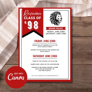 High School Reunion Flyer / School Class Reunion Invite / High School Reunion Invite /  25 year reunion / 10 year reunion Invitation