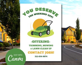 Lawn Care Flyer: Yard Mowing Service, Summer Job Handout (Digital Download)