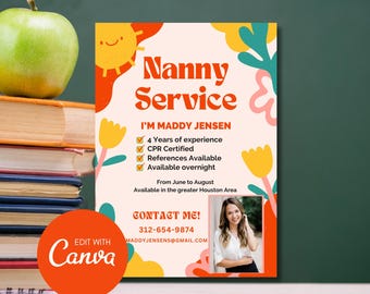 Nanny Flyer / Nanny Advertising / Nanny marketing / Babysitting flyer / Babysitting Advertisment / Baby sitting Marketing