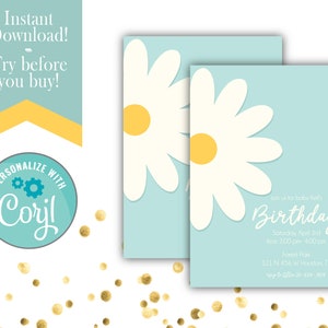 Daisy Birthday invite / Daisy Baby Shower invite / Daisy Party invitation / Daisy Party Invite /Daisy first birthday invite