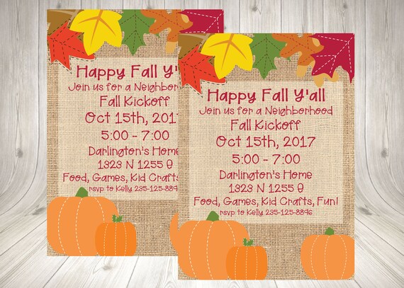 fall festival flyer neighborhood fall party invitation etsy fall party invites