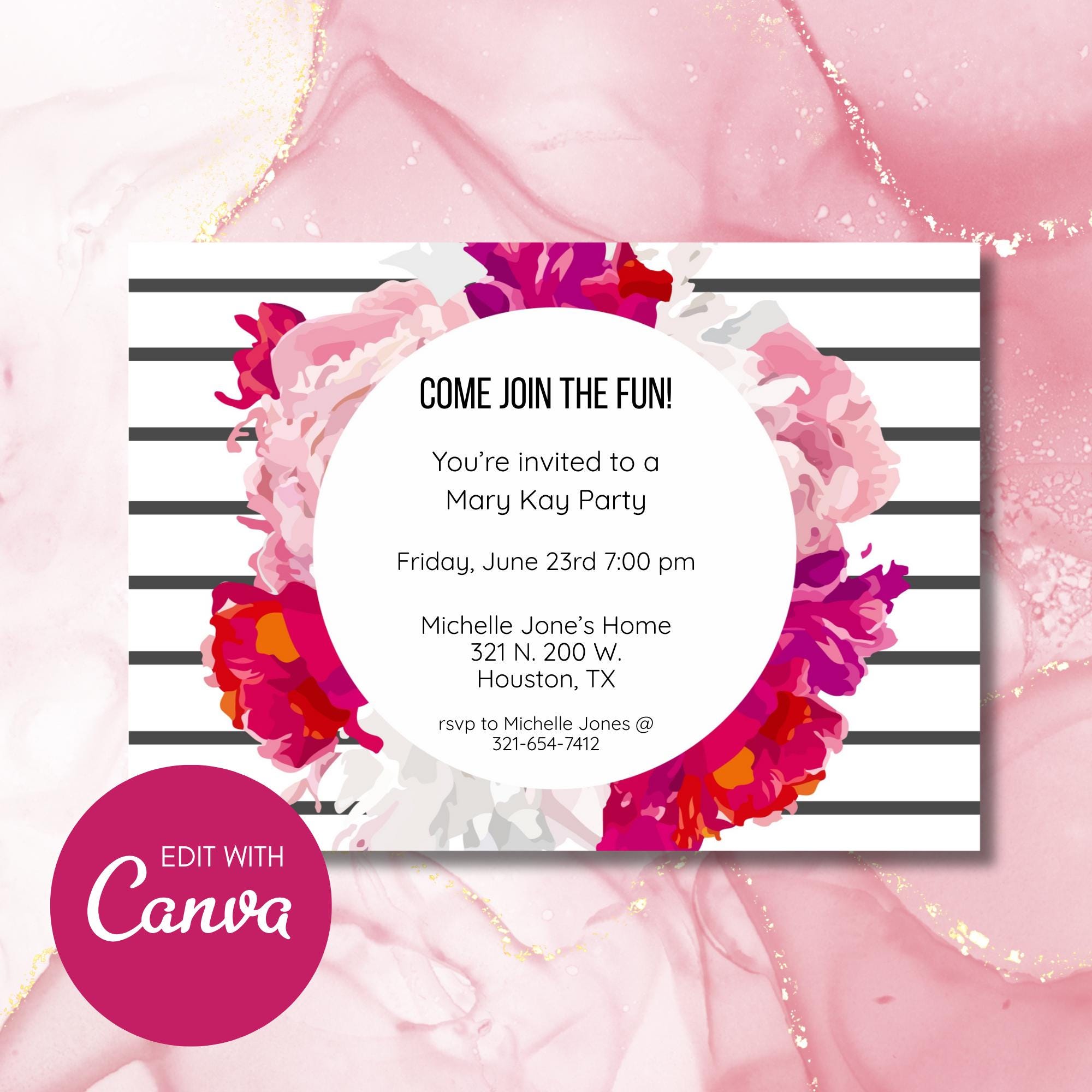 Mary Kay party printable / Mary Kay Makeover invitation /  MLM Invites / Direct Sales Invitation / Mary Kay Girls Night