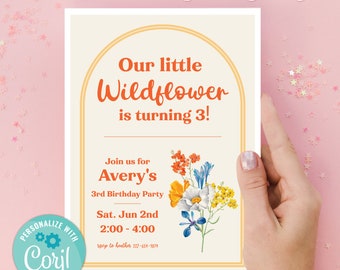 Wildflower Birthday Invite / Wildflower Invitation / Wildflower Editable Invite / Wildflower Printable Invite / Wildflower Party Invitation