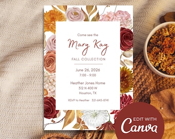 Editable Mary Kay Fall Invitation: Pink & Black Direct Sales Flyer (Digital Download)