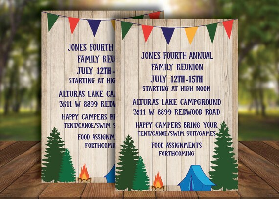 Family Reunion Flyer Invitation Camping Summer Etsy