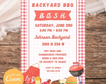 Summer BBQ Party Invitation: Printable Cookout Invite (Digital Download)