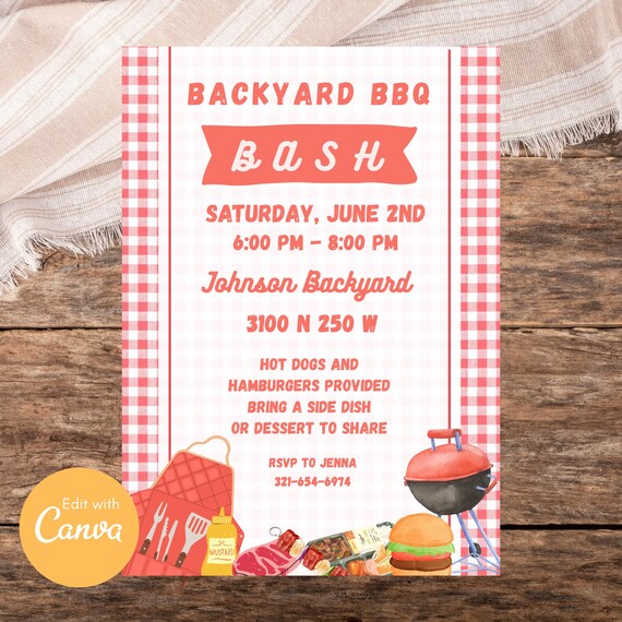Summer BBQ Party Invitation: Printable Cookout Invite (Digital Download)
