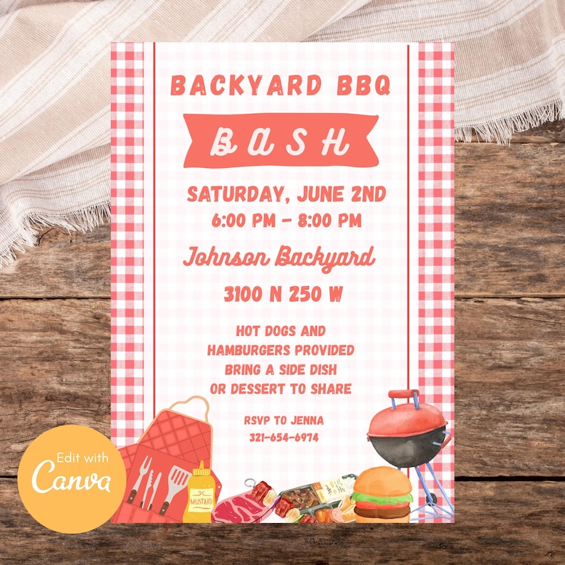 Summer BBQ Party Invitation: Printable Cookout Invite (Digital Download) image 1