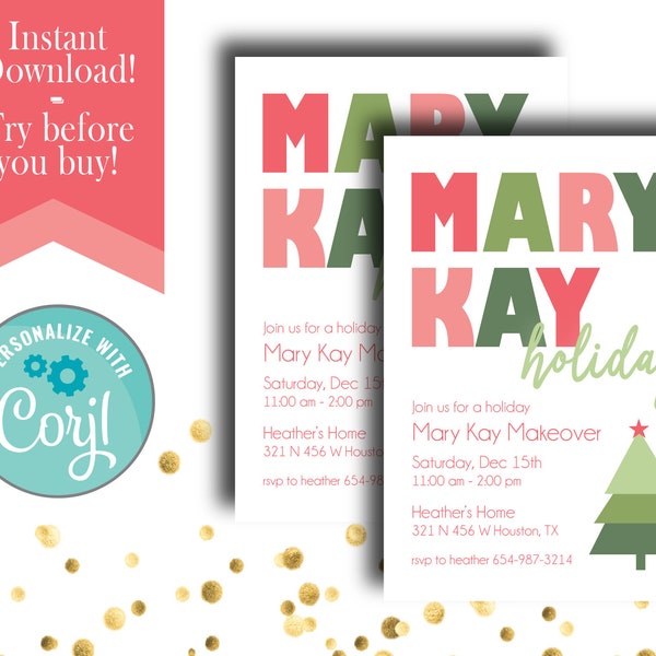 Mary Kay Holiday invitation / Mary Kay  Holiday Party Invite / Mary Kay Christmas / Mary Kay Christmas Invitation /  Mary Kay Holiday Sale