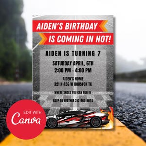 Racecar Birthday Invitation / Racecar Party Invite / Car party invite / Nascar Party invite / Nascar Birthday / Car racing birthday invite