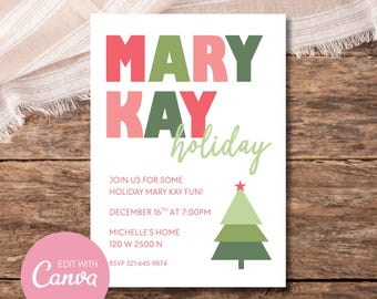 Mary Kay Urlaub Party Einladung: Bearbeitbarer Text (Digital Download 5x7 &quot;&quot;Bild&quot;