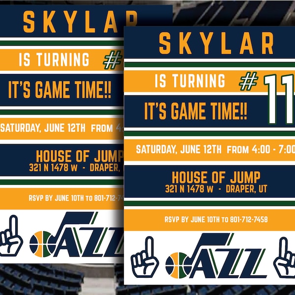 Utah Jazz Party Invitation / Jazz Birthday Invite / NBA Party Invitation / NBA Finals Party / 11 year old Birthday Invitation