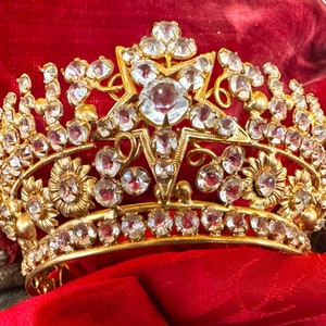 Antique 19th Century French Gilded Brass Religious Diadem Crown