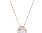 1.3 ct Brilliant Round Cut Halo Designer Genuine Flawless Clear Simulated Diamond 14K 18K Rose Gold Pendant with 16 quot Chain