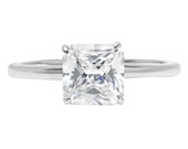 1 ct Brilliant Asscher Cut Designer Genuine Flawless Clear Simulated Diamond 14K 18K White Gold Solitaire Ring