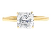 1 ct Brilliant Asscher Cut Designer Genuine Flawless Clear Simulated Diamond 14K 18K Yellow Gold Solitaire Ring
