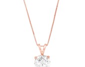 2.5 ct Brilliant Round Cut Solitaire Designer Genuine Flawless Clear Simulated Diamond 14K 18K Rose Gold Pendant with 16 quot Chain