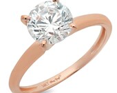 0.5 ct Brilliant Round Cut Designer Genuine Flawless Clear Simulated Diamond 14K 18K Rose Gold Solitaire Ring