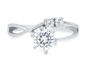 0.85 ct Brilliant Round Cut Designer Genuine Flawless Clear Simulated Diamond 14K 18K White Gold Three-Stone Ring