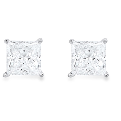 Wedding Studs White Gold, Wedding Studs, Studs White Gold, 4.0 Ct outlet Princess Cut Solitaire Stud Earrings Solid 14k White Gold Screw Back