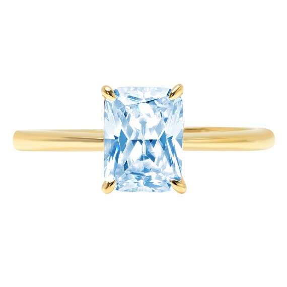 1.0 Ct Radiant Cut Natural Sky Blue Topaz Classic Wedding Engagement Bridal Promise Designer Ring Solid 14k Yellow Gold Etsy Australia